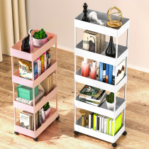 Simple bookshelf movable floor multi-layer storage rack home study living room storage rack Net red small shelf