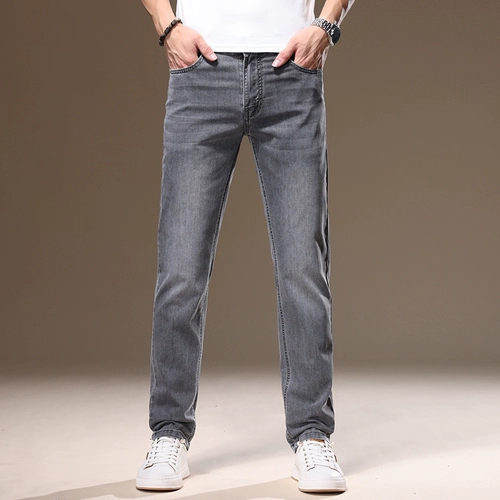 Демисезонные приталенные джинсы, эластичные зимние штаны для отдыха, свободный прямой крой