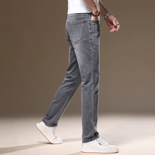 Демисезонные приталенные джинсы, эластичные зимние штаны для отдыха, свободный прямой крой