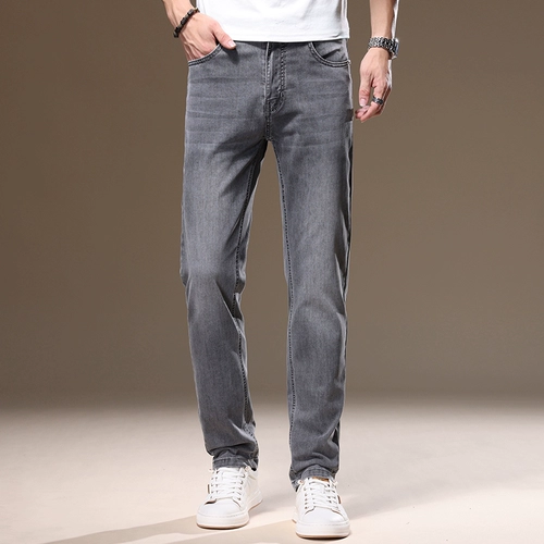 Демисезонные приталенные джинсы, эластичные зимние штаны для отдыха, свободный прямой крой