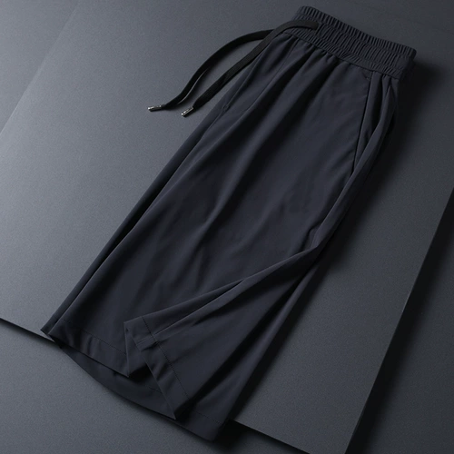 Шелковые летние шорты, мужские эластичные штаны, спортивные быстросохнущие повседневные брюки, облегающий крой