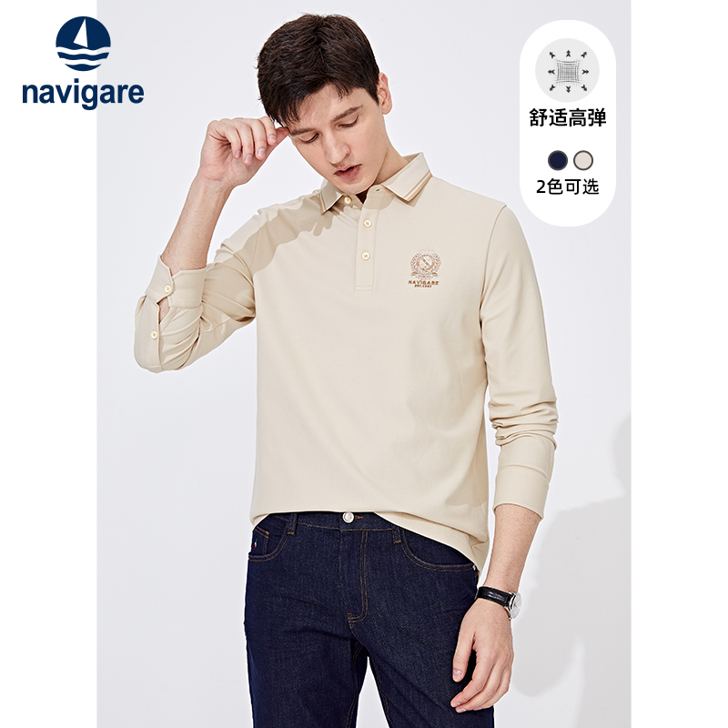 Navigare Italy Small Sailing Fall Paolo Polo Shirt Man Long Sleeve Card Its Color Business Turtlenecks T-shirt-Taobao