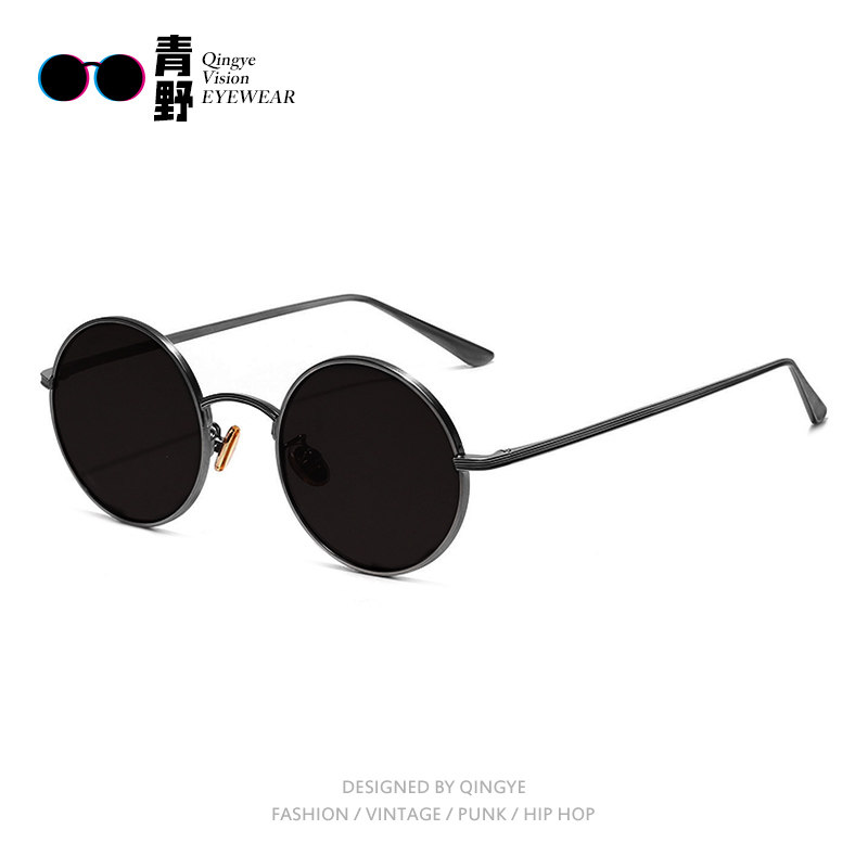 レトロな丸型サングラス（男性用）、スタイリッシュでトレンディ、オールドマネースタイル、運転に最適な新しい偏光サングラス。