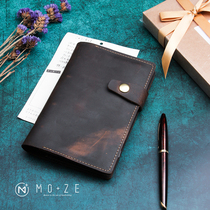 MOZE Crazy horse leather A6 loose-leaf notebook leather hand account head layer cowhide notebook TN hand account gift customization