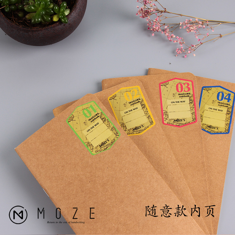 MOZE produced travel handbook diary handmade notepad tn replacement inner core random long version inner page