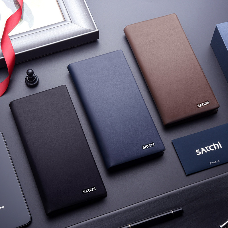 Sachet Men Wallet Long Version Genuine Leather Money Clip Men Youth Business Brief Bull Leather Male Style Leather Clips