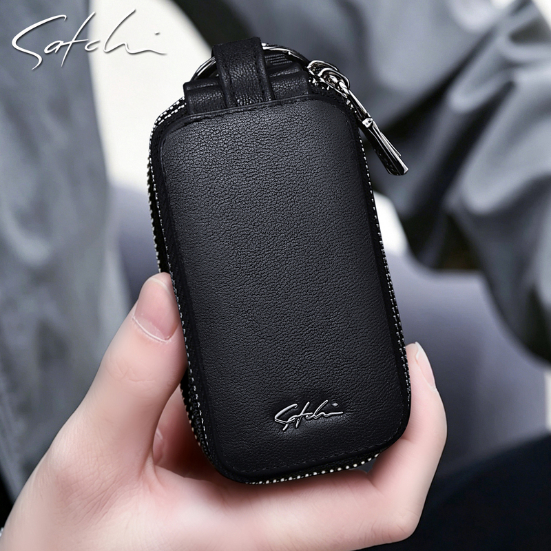 Sachi Key Case Genuine Leather Men's Brand Car Zipper Key Case Official Authentic Car Key Storage Men's Bag