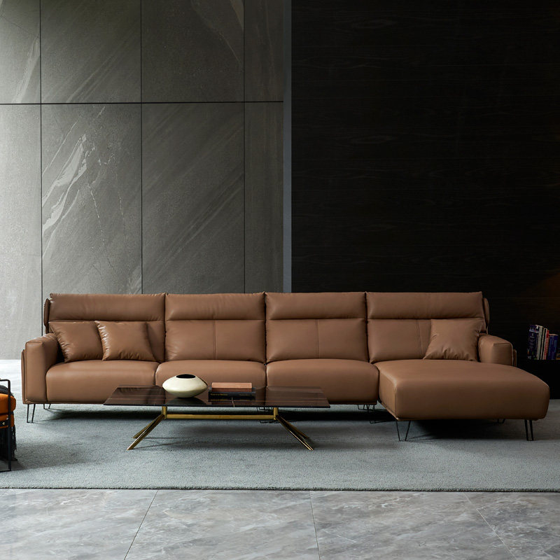 Buy Longka Nordic leather sofa Italian minimalist living room size modern minimalist down sofaCH
