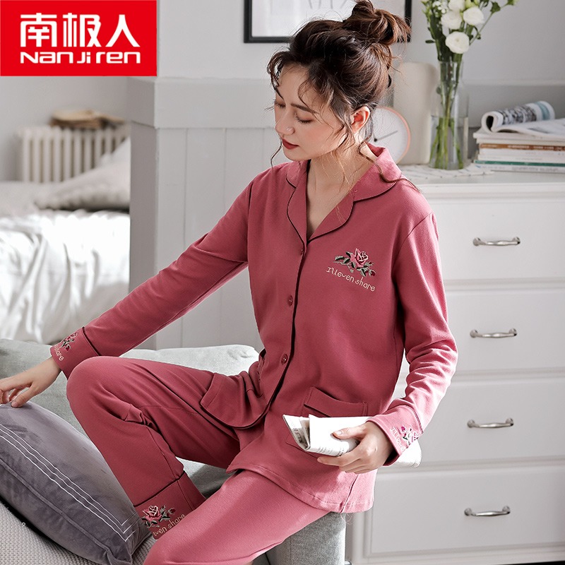 Sleepwear Lady 2021 New Autumn Winter Pure Cotton Long Sleeve Spring Autumn Summer Thin full cotton large size Home Residence Suit Suit