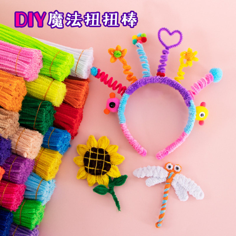 Gross Root Sprain Rod Diy Material Bag Nursery School Children Handmade Hair Stirrup Colorful Glitter Brush Strips Plush Strips