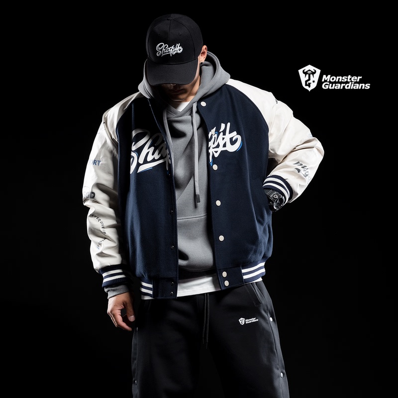 Monster Guardians Men's American Retro Trendy Baseball Uniform Outdoor Windproof Sports Jacket