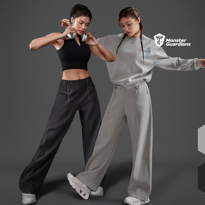 Monster Guardians Futuristic Series Women's Autumn and Winter Fleece-Lined Slimming Loose Casual Sports Pants