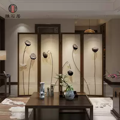 Yashiju new Chinese solid wood folding screen partition decoration Living room Hotel dining room Office entrance Shower folding screen