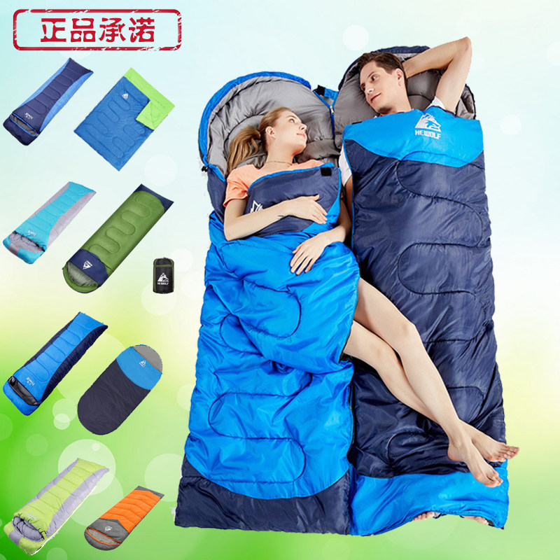 Male Wolf Season Outdoor Single Double Camping Sleeping Bag Lunch Break Adults Warm Thick Quilt Cotton Splicing Wild Sleeping Bag