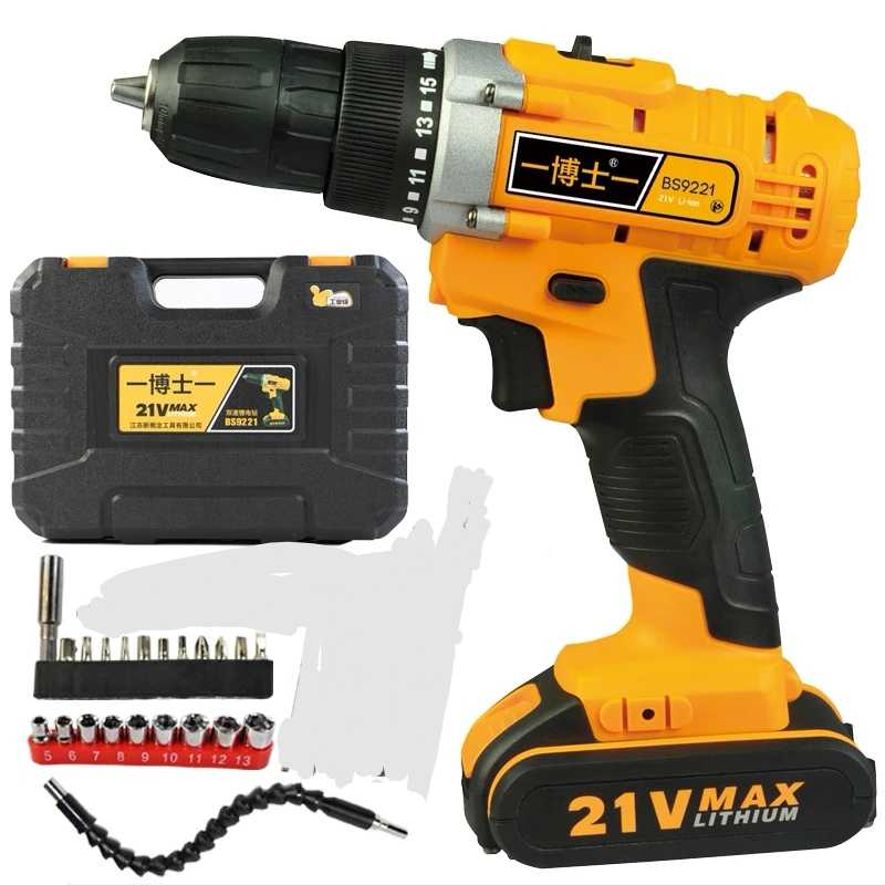 A PhD charging drill electric screwdriver hand electric drill flat push type lithium electric drill 12V16V21V double speed home-Taobao