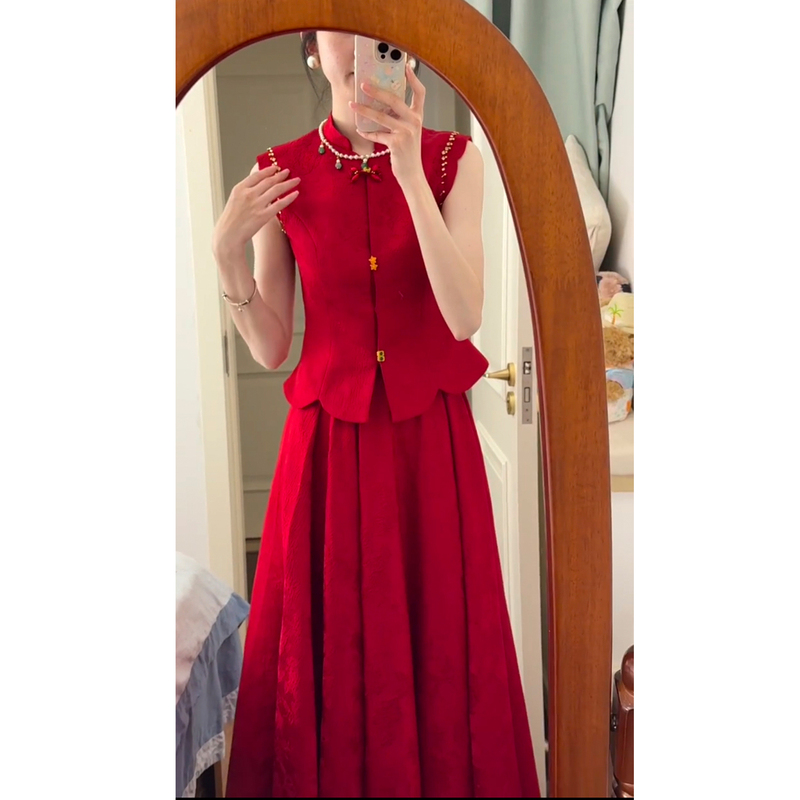 New Chinese-Style Wedding Dress Set for the Bride, High-End Wedding Robe, Engagement Dress, Thank-You Banquet Outfit, Homecoming Casual Wear New Chinese-Style Wedding Dress Set for the Bride, High-End Wedding Robe, Engagement Dress, Thank-You Banquet Outfit, Homecoming Casual Wear