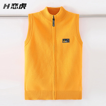 Boys sweater waistcoat autumn 2021 New Tide childrens knitted vest cardigan boy cotton stand collar