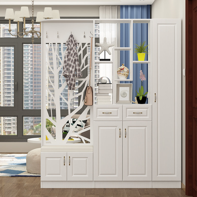 Modern minimalist into the door hollowed-out cabinet living-room screen facing the entrance door partition with changing shoes stool-Taobao