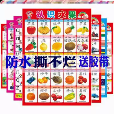 Baby wall stickers, early education hanging pictures, children recognize animals, fruits and vegetables, book Wall, children's bedroom wall