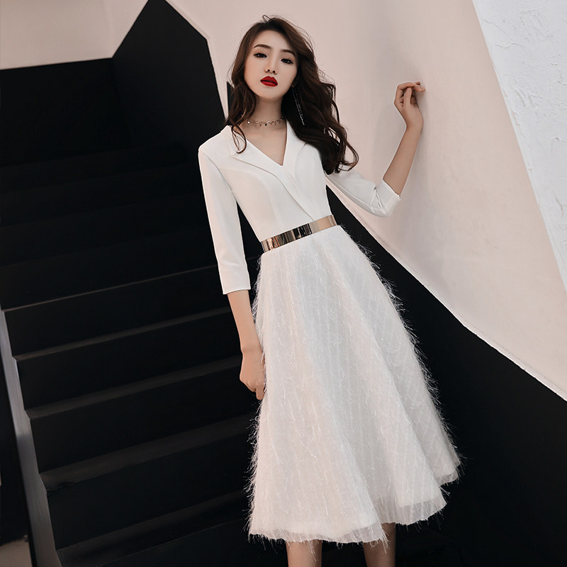 White small evening dresses dress children 2022 new simple and elegant banquets party during the long version you can wear