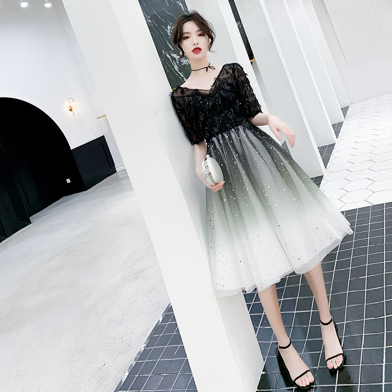 Black Evening Gown Dress Lady Light Extravagant high-end normal can wear a foreign dress name Yuanyuan Noble Foreign Dress