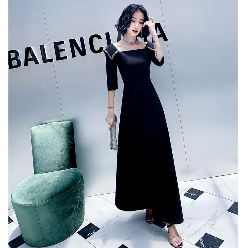 Black Banquet evening dress New noble elegance, luxury, high-end long-term temperament sexy host