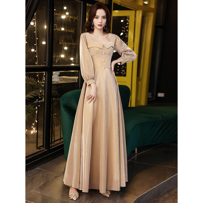Evening dress female 2022 new banquet temperament long version light luxury high-end atmosphere elegant high-end texture annual meeting sexy