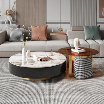 Light Extravaganza Living-room Bright Face Rock Plate Tea Table Combination Nordic Home Small Family Modern Minimalist Round Tea Table Combinations