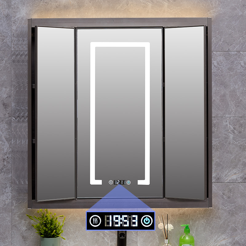 Folding hidden Feng Shui mirror cabinet Stainless Steel Bathrooms Washroom Toilet toilet accommodating Smart with lamp mirror cabinet-Taobao