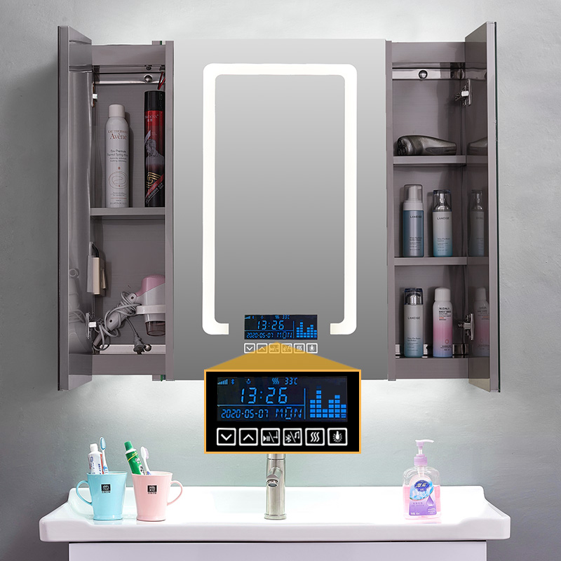 Smart mirror cabinet stainless steel bathroom vanity storage with led light mirror box hand washing toilet defogging wall-mounted mirror cabinet
