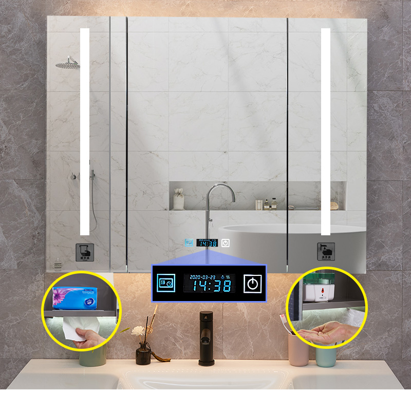 Smart mirror cabinet stainless steel wall-mounted wall style bathroom with lamp mirror case toilet liquid extraction style toilet paper separate mirror cabinet