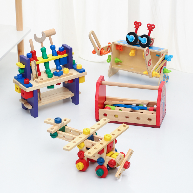 Children wooden nut disassembly tool box set puzzle toy set packing screwdriver assembly boys play house