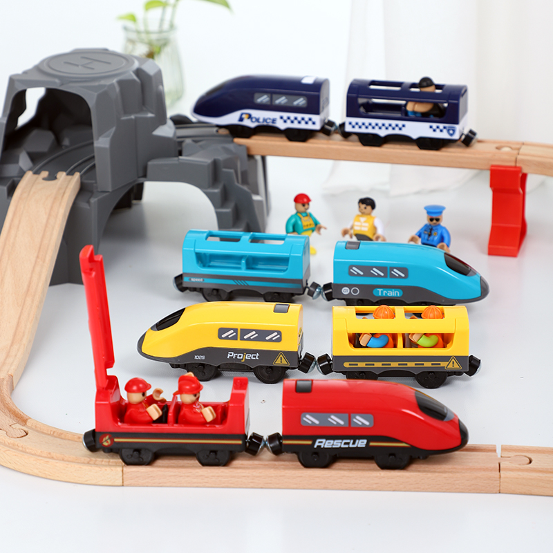 Children's electric train track toy sound and light electric motor car boy rail car set compatible with BRIO