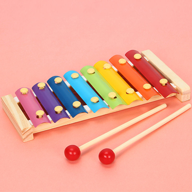 Children's wooden eight-tone hand knock piano music knock toy piano Xylophone boy girl early education music toy