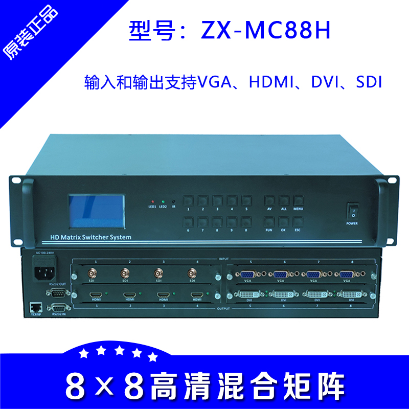 8 in 8 out HD hybrid plug-in matrix VGA HDMI DVI SDI remote control software serial port