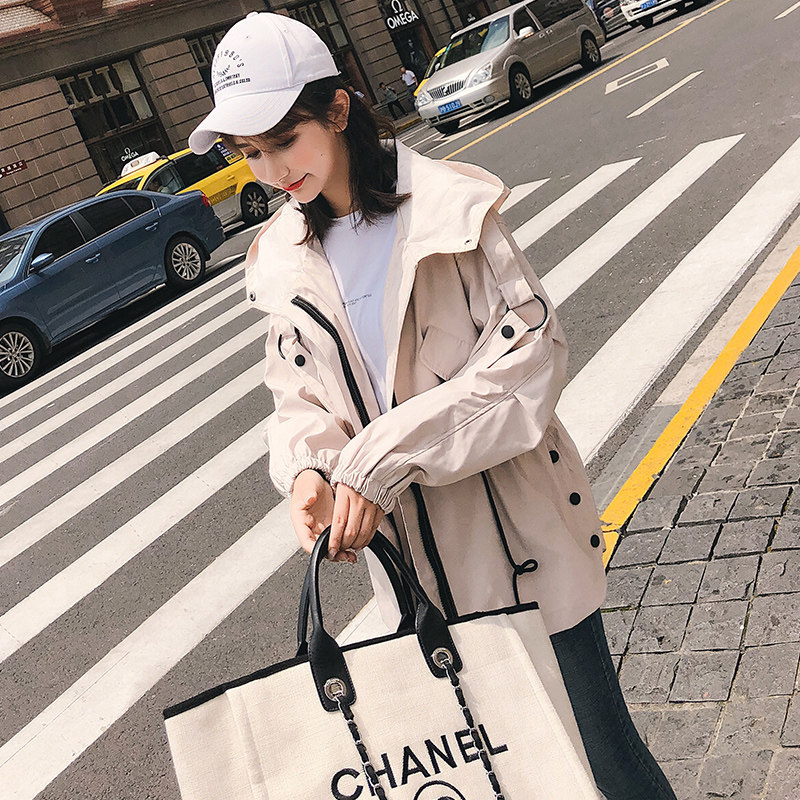 Tooling Jacket Woman Short Section Korean Version Bf Loose Student Spring Autumn Season 2022 New Retro Port Taste Little Sub Windsuit