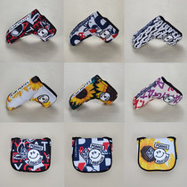 PG smiley face golf club cover club head cover ball head protective cap cover large head semi-circle straight bar putter cover magnet