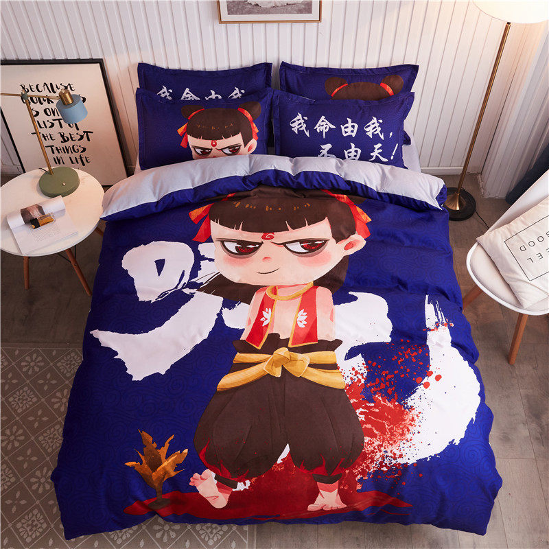 Net red couples cotton cotton four-piece bed sheet, bed, bed skirt, quilt cover, quilt, bed, three-piece set