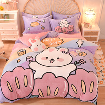 Coral Velvet Four-Piece Double-Side Cream Bed Winter Heating Cardstock Flaver Flaver Flaver Flaver