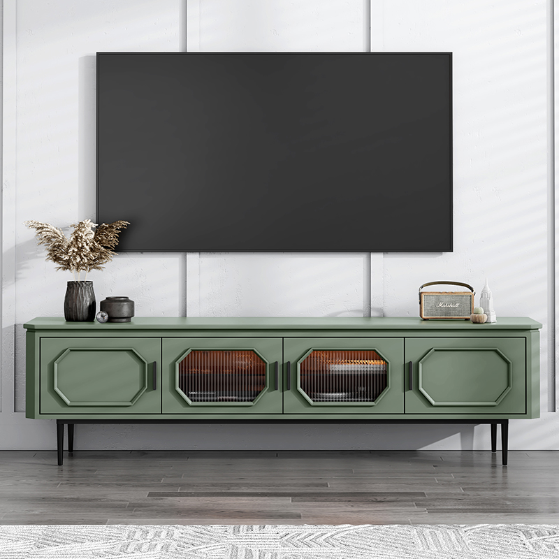 Nordic solid wood retro slate TV cabinet American-style small apartment glass cabinet light luxury modern simple high style