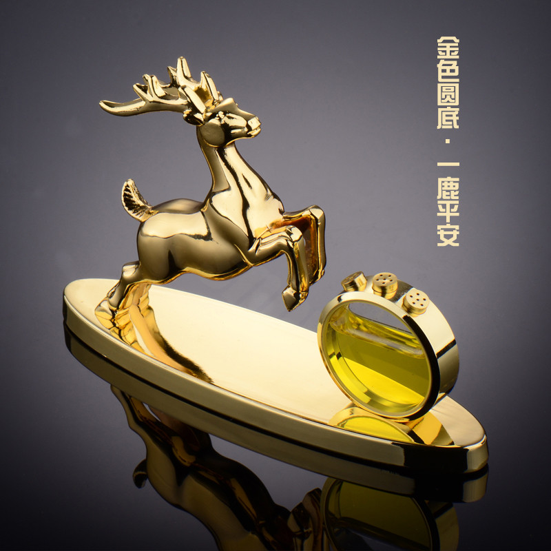 汽车摆件车载香水座式创意车内装饰用品一路平安马到成功金钱豹鹿