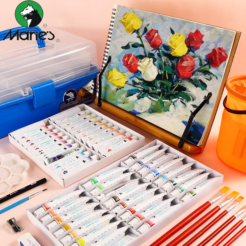 Marley brand watercolor pigment tube set tubular watercolor gouache paint 12ml watercolor pen set beginner hand-painted primary school children gouache color painting outdoor sketching painting