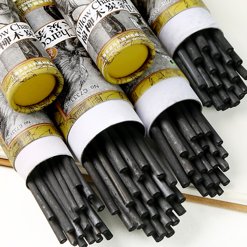 Marley brand cotton willow charcoal strip Sketch pen Special soft carbon lead sketch carbon rod Painting art supplies Sketch sketching Drawing charcoal rod Charcoal strip tool set Artist series