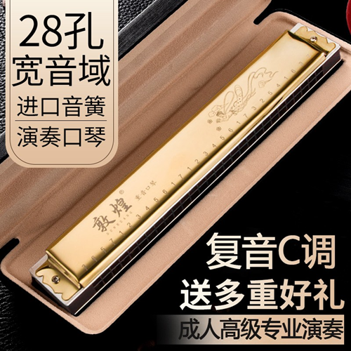 Shanghai Old Brand Dunhuang 28 Kong accent C Tone Superior Adult Professional Playing Grade Comeback A D F G tuning harmonica