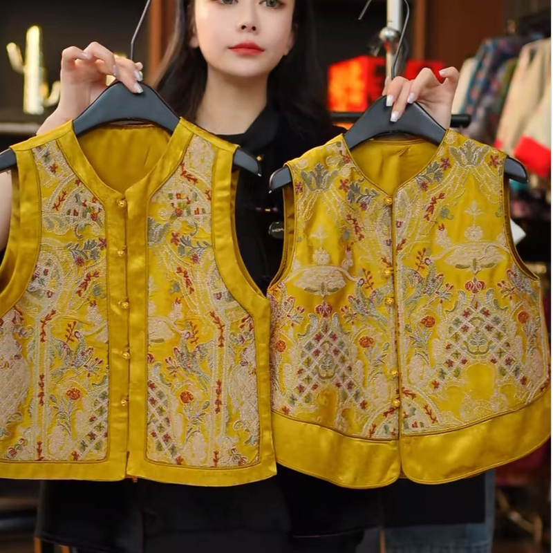 【Kunxuan】 "Song Yun Jin Zhi (Song Dynasty Style Gold Weaving) Spring New Collection 26 Boys and Girls New Chinese Style National Style Vest Sp77S060