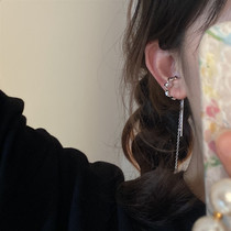 Lou Haha] Niche design long tassel ear-hook earrings ins cold style simple and high-end ear bone clip