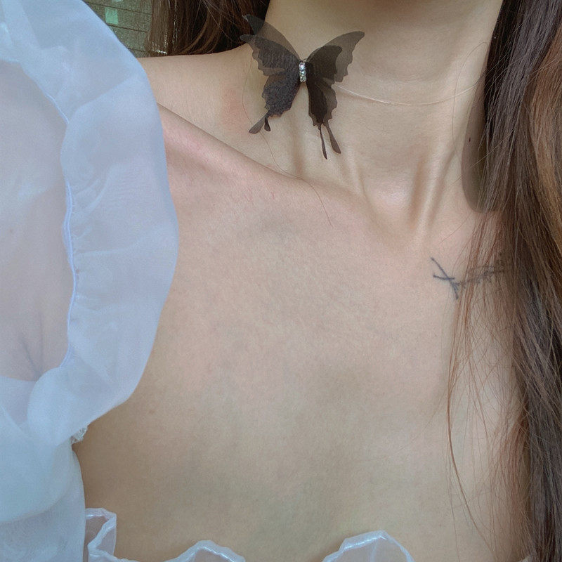 Lou Haha] Butterfly Necklace Clavicle Chain Female 2020 New Versatile Internet Celebrity Black Collar Ins Style Jewelry - Taobao