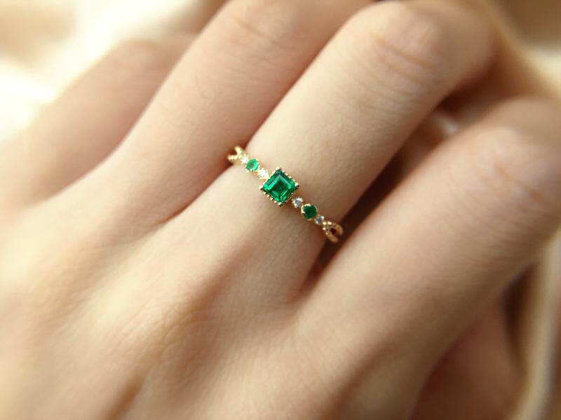 JiaJian Jewelry Yellow 18K Gold Emerald Ring Pendant Bracelet Set Berthy Wedding Jewelry