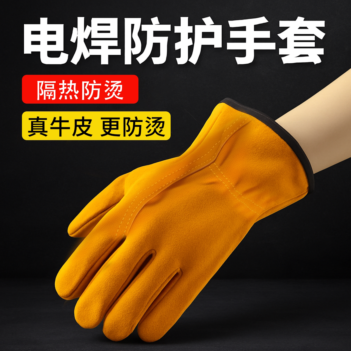 电焊手套牛皮耐高温防烫隔热手套防滑耐磨手套防火加厚耐用手套
