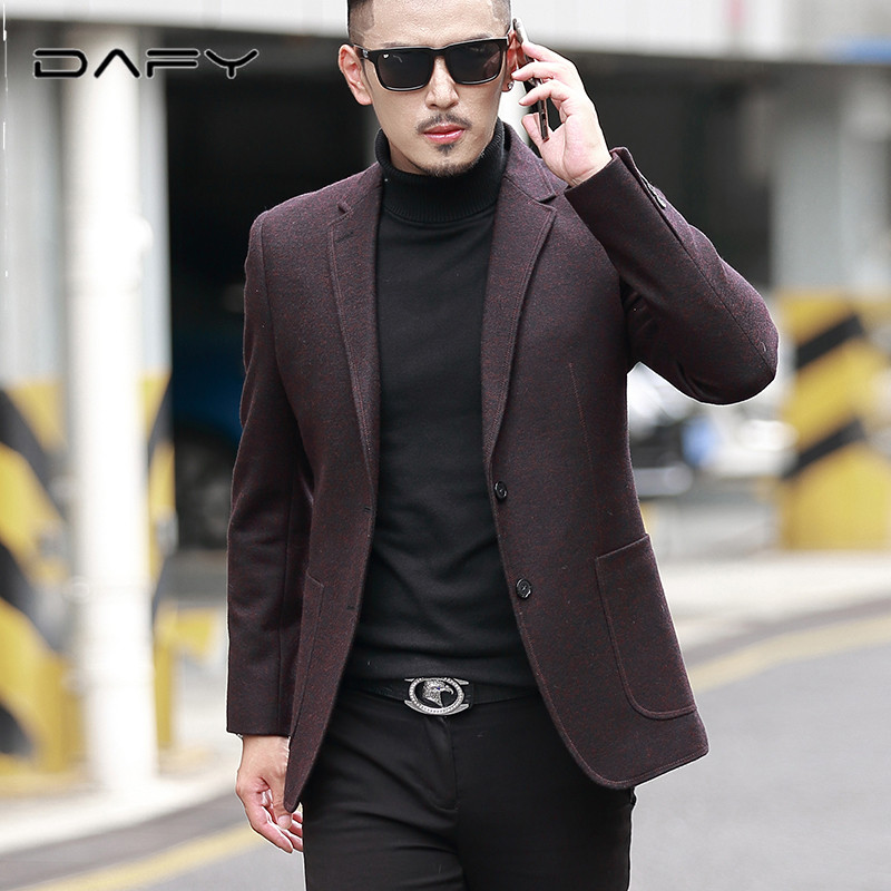 Light luxury brand autumn and winter self-cultivation handsome thick woolen suit jacket male Korean version solid color wool suit short section